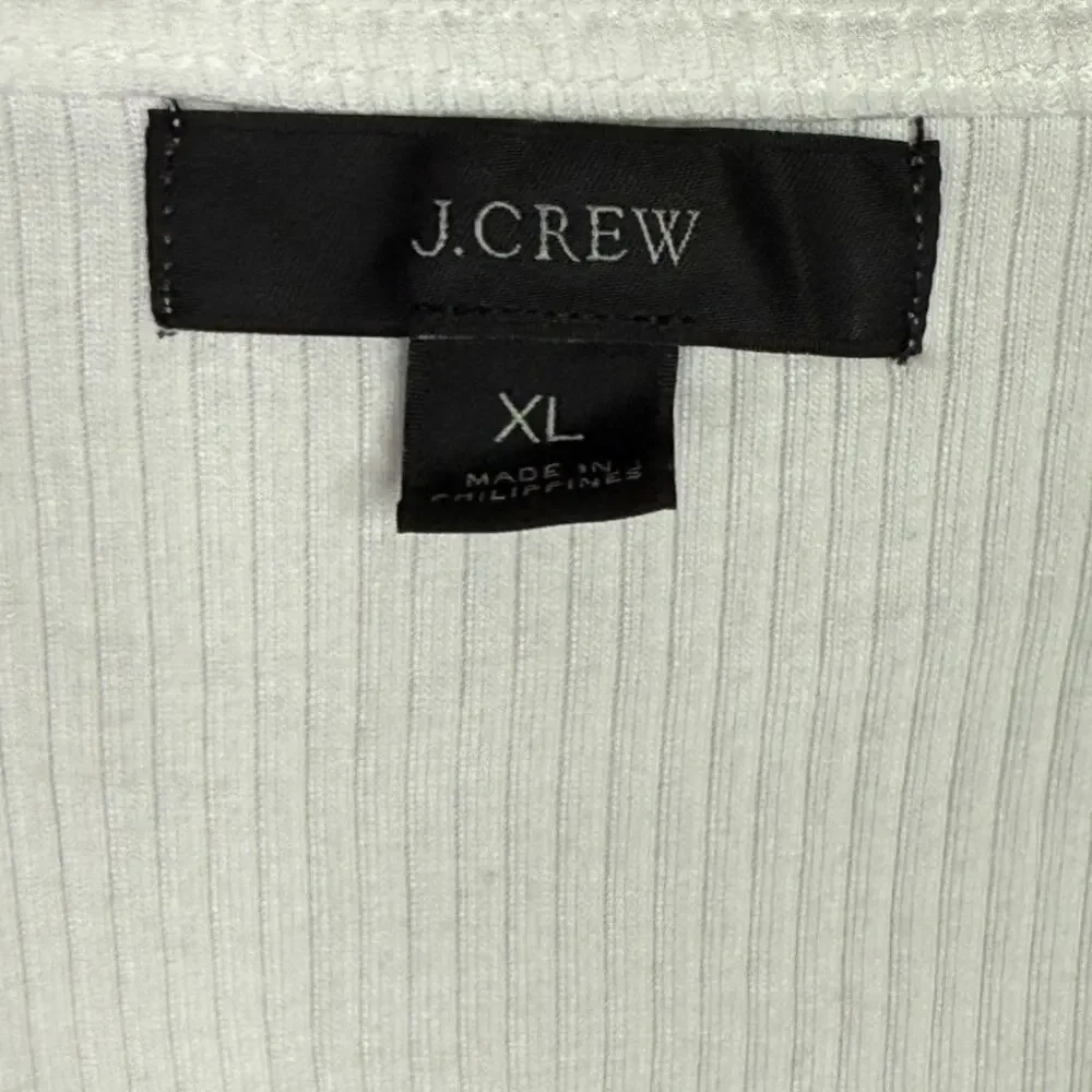J. Crew Sleeveless Ruched Wrap Stretch Tank Top Vintage Soft Ribbed XL White